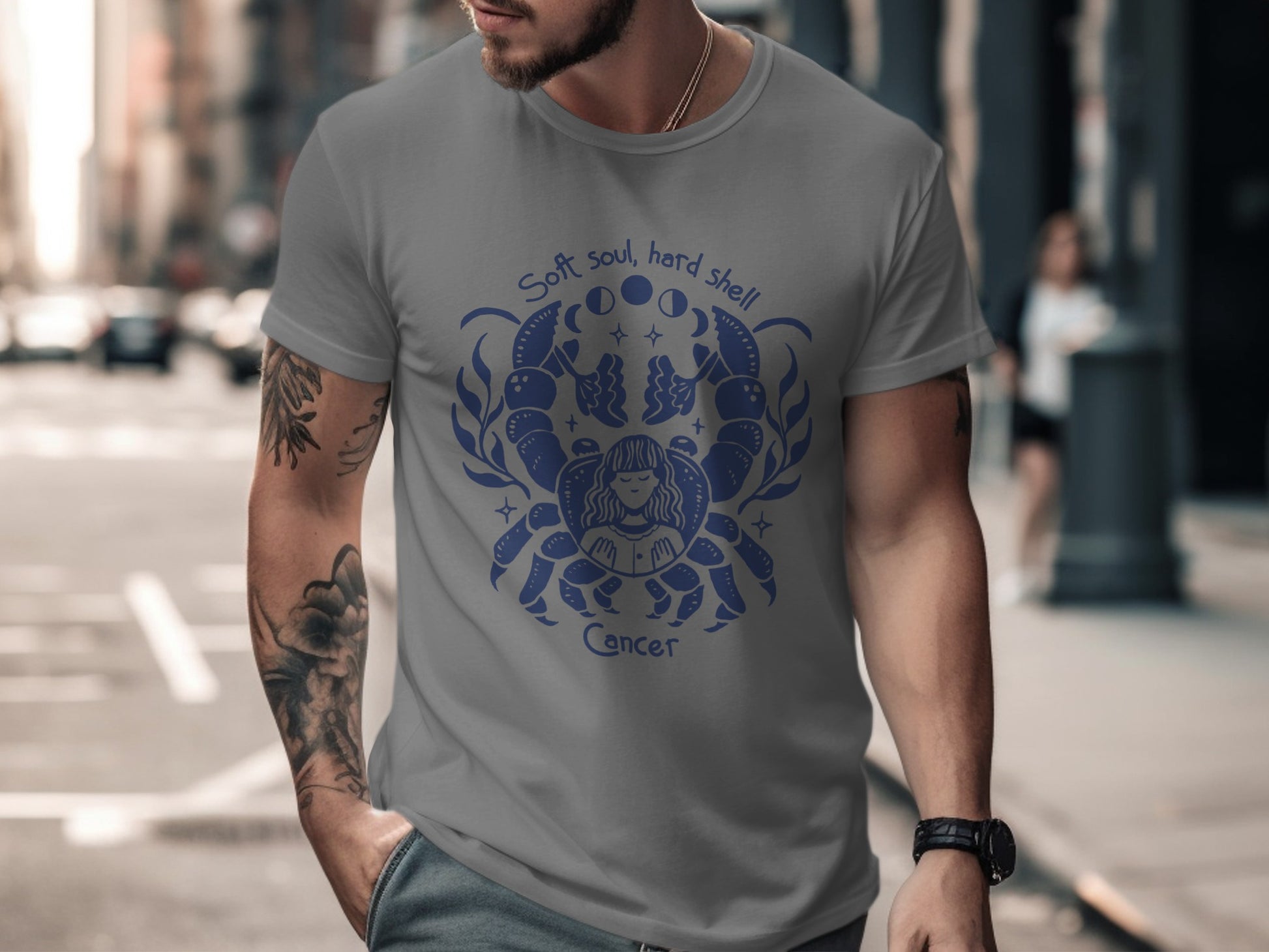 Soft Soul Hard Shell Cancer Zodiac Graphic Tee