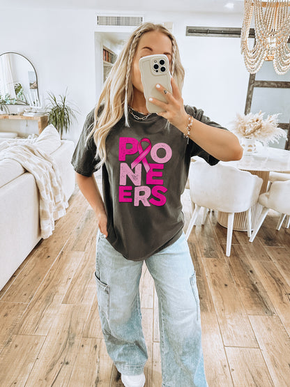 Pioneers Pink Ribbon Graphic Tee for Casual Style