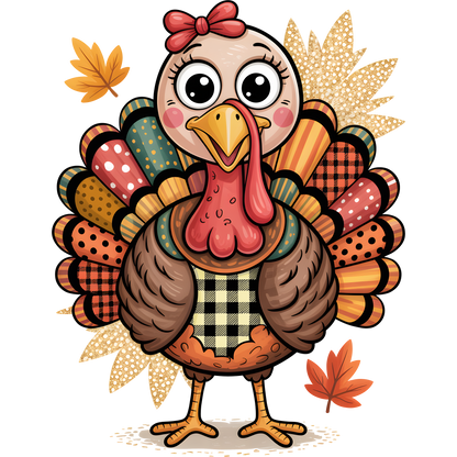 Cute Cartoon Turkey with Autumn Leaves product type