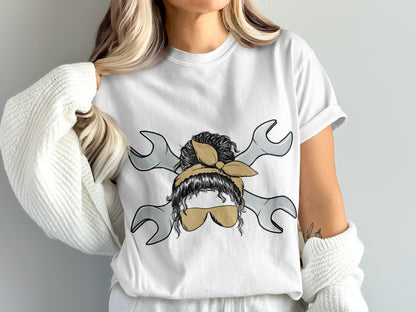 Messy Bun Wrench Sunglasses T-Shirt