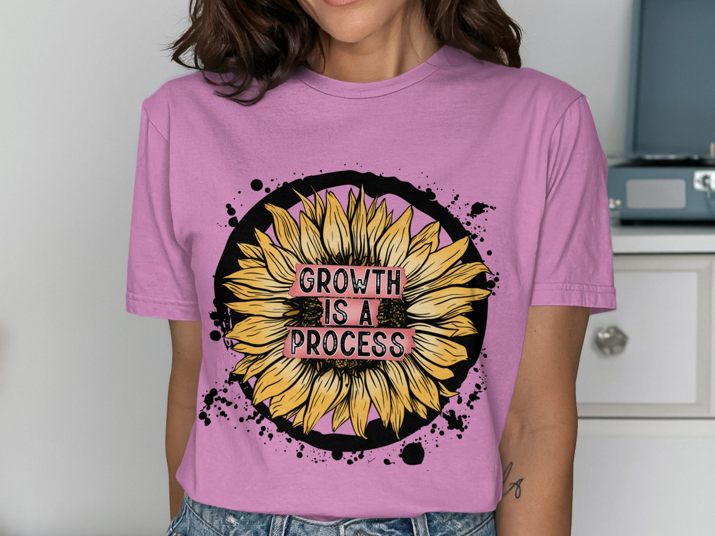 Growth Is A Process Sunflower Graphic Shirt