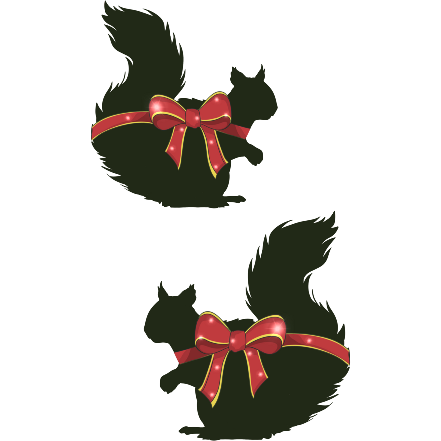Cute Squirrel with Red Ribbon Holiday Sticker Set
