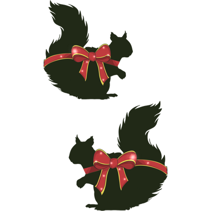 Cute Squirrel with Red Ribbon Holiday Sticker Set