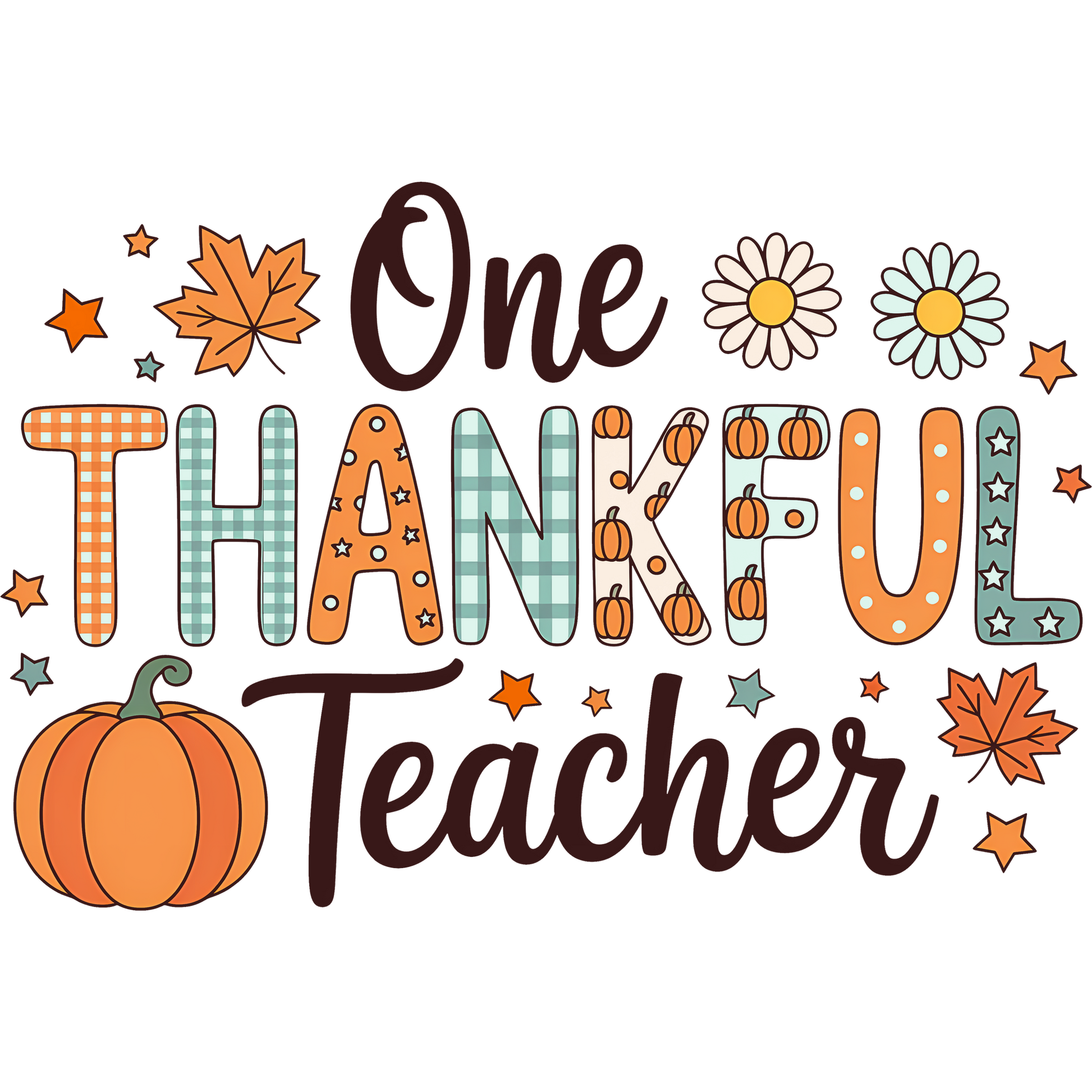 One Thankful Teacher Autumn Seasonal Design poster