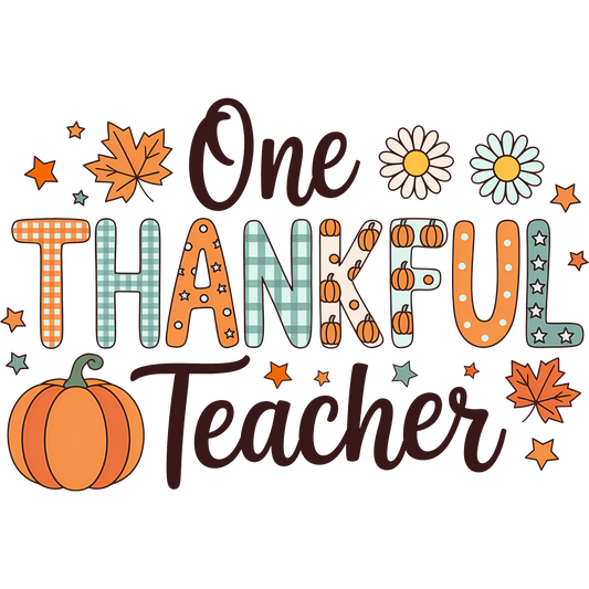 One Thankful Teacher Autumn Seasonal Design poster