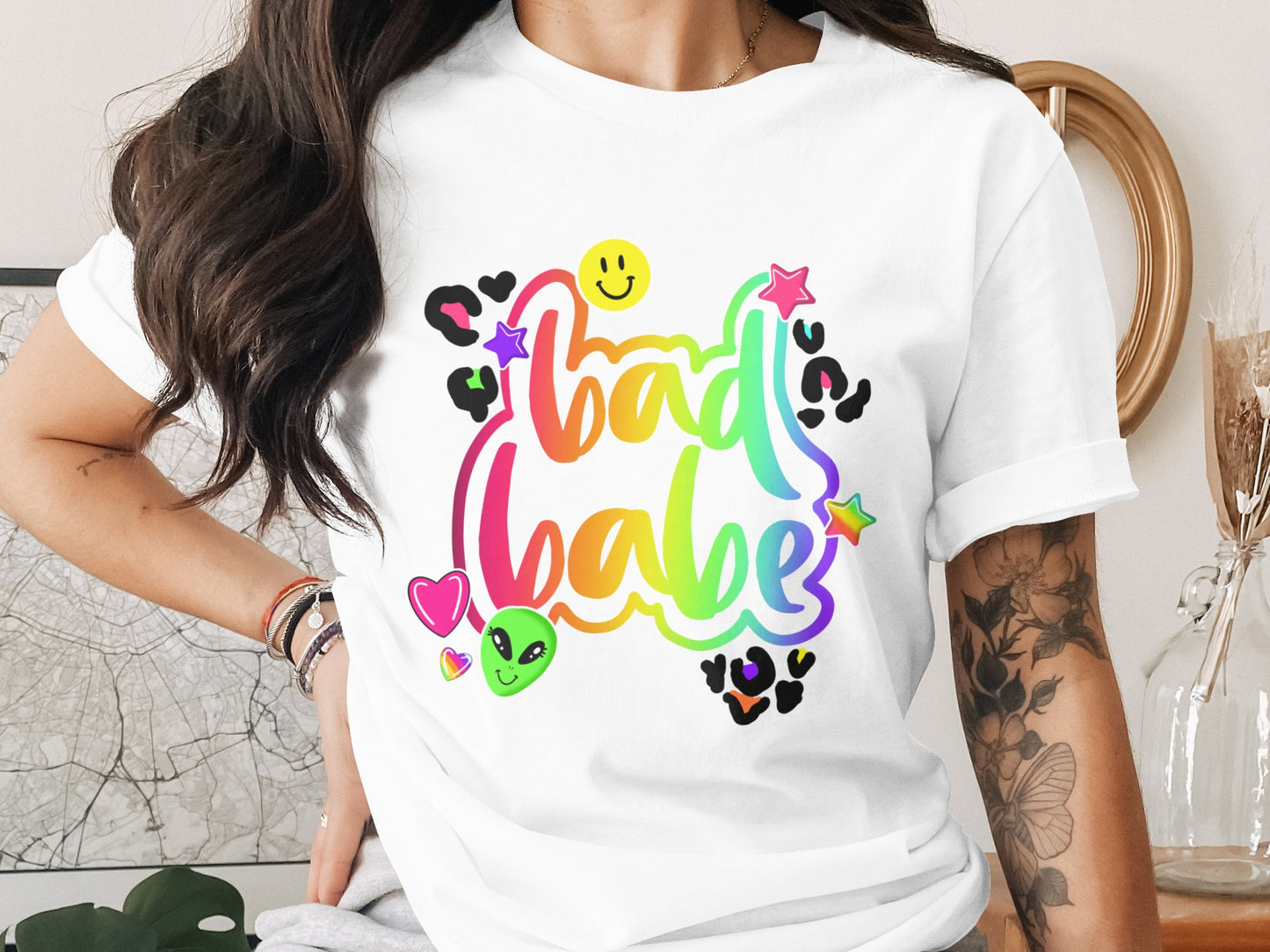 'Bad Babe Colorful Graphic Tee for Fun and Bold Style'