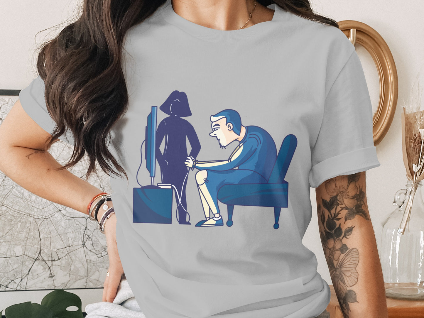 Gamer Fixated on Darth Vader Shadow T-shirt