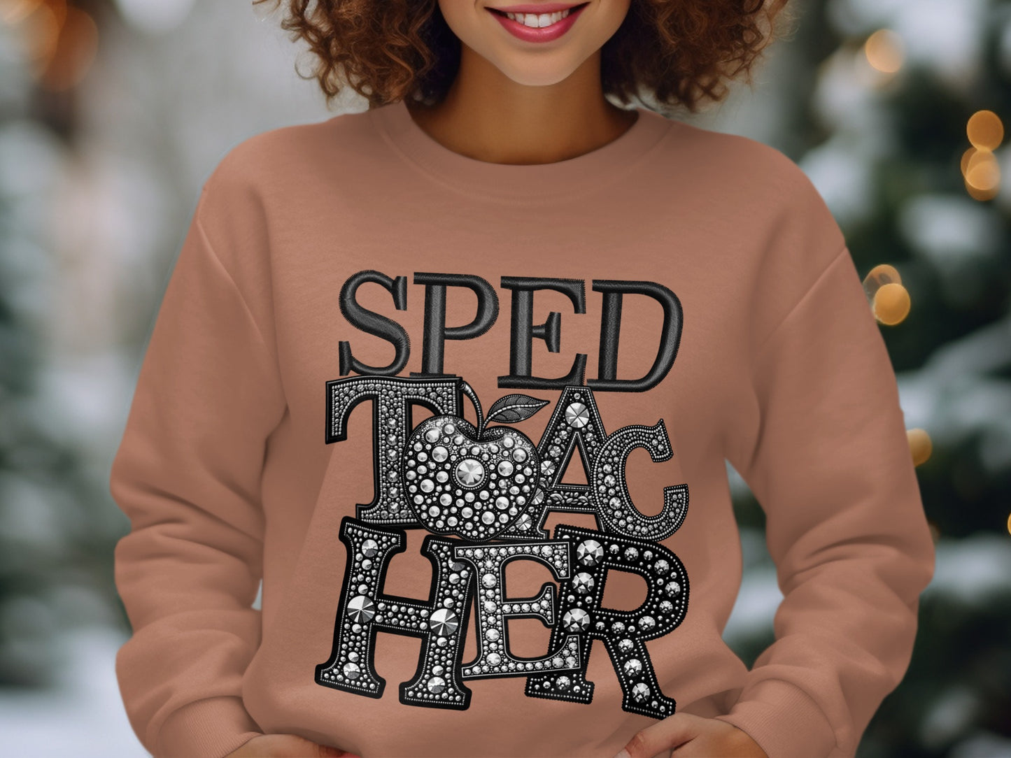 SPED Teacher with Apple and Pearls Sweatshirt