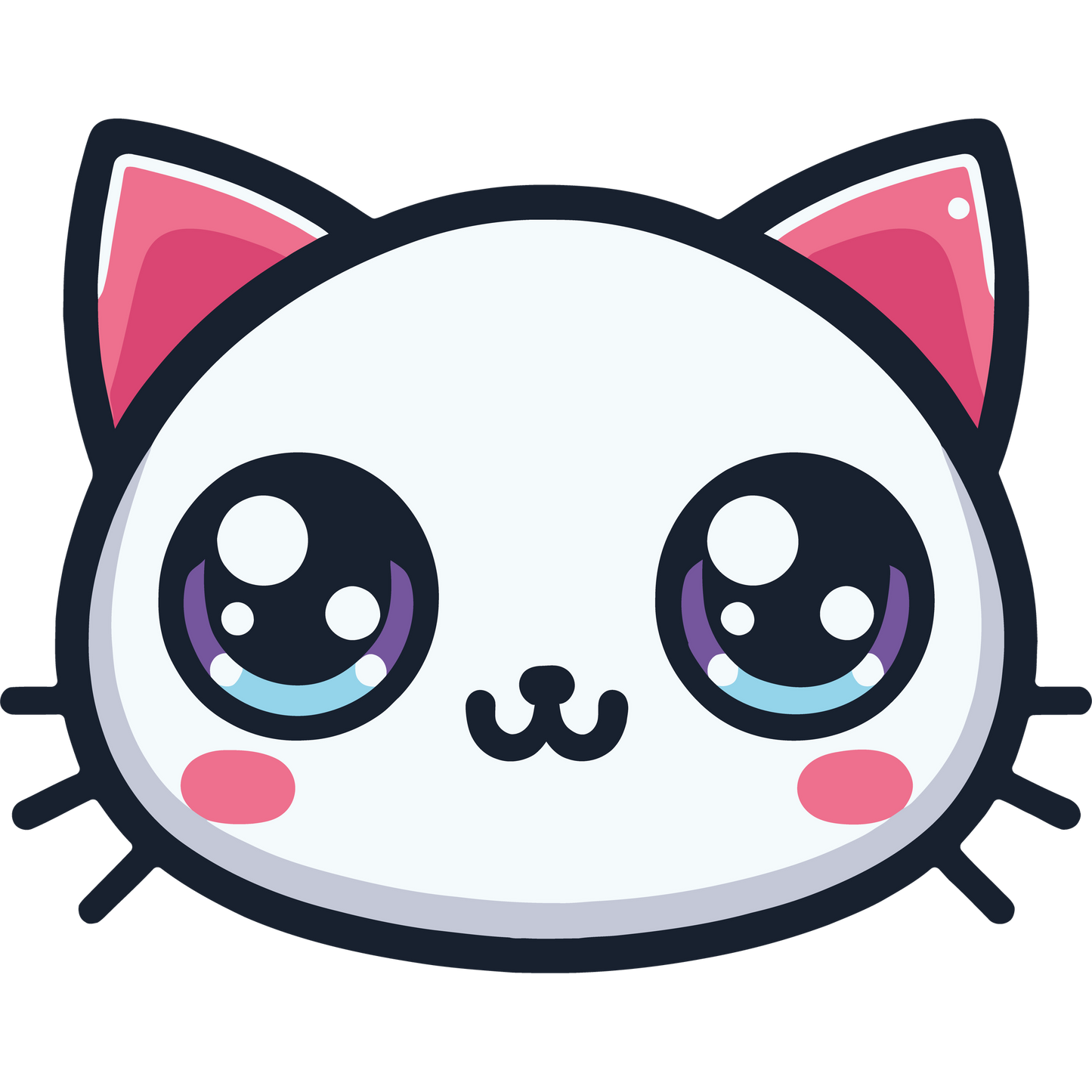 Cute Kawaii Cat Face Sticker for Kids and Adults