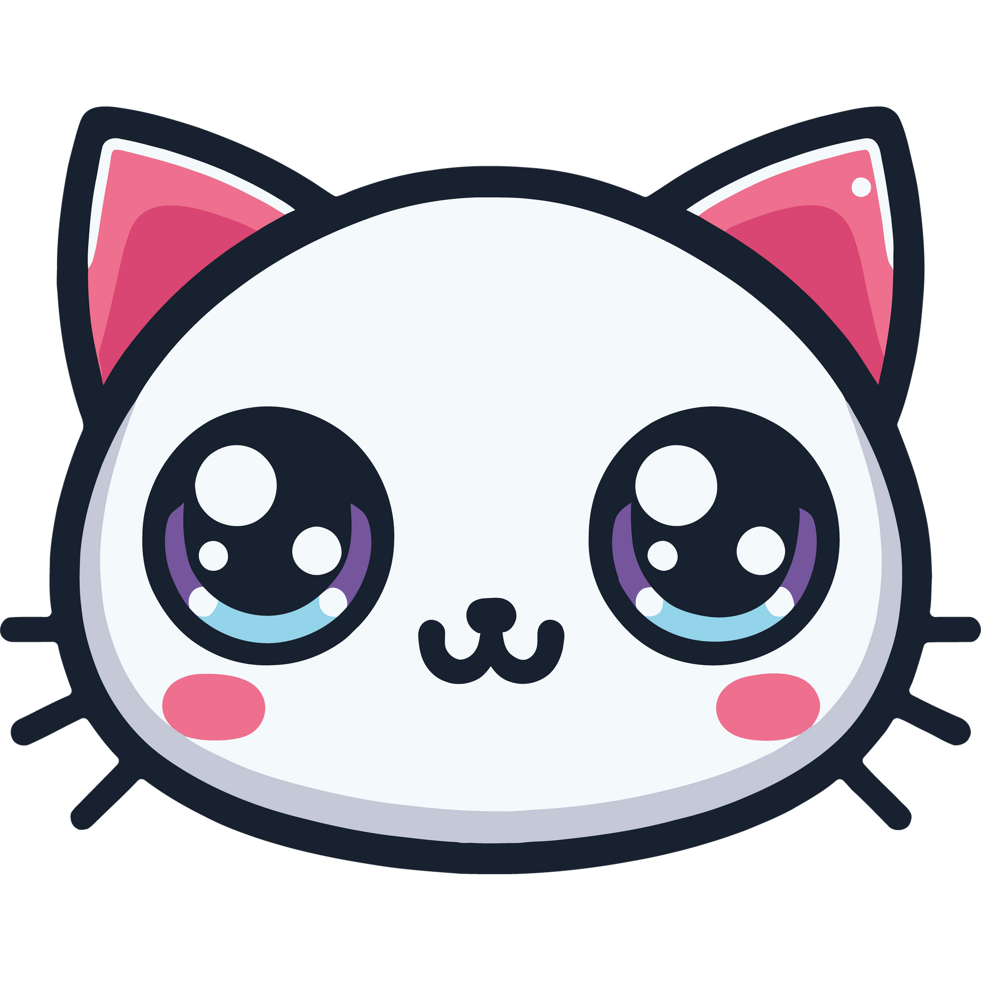 Cute Kawaii Cat Face Sticker for Kids and Adults