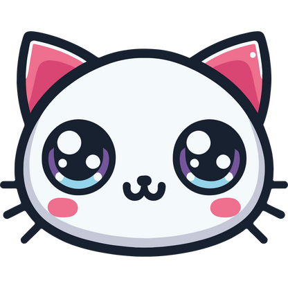 Cute Kawaii Cat Face Sticker for Kids and Adults