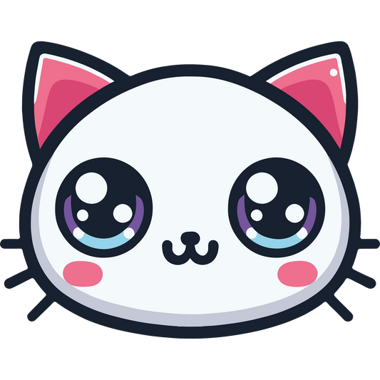Cute Kawaii Cat Face Sticker for Kids and Adults