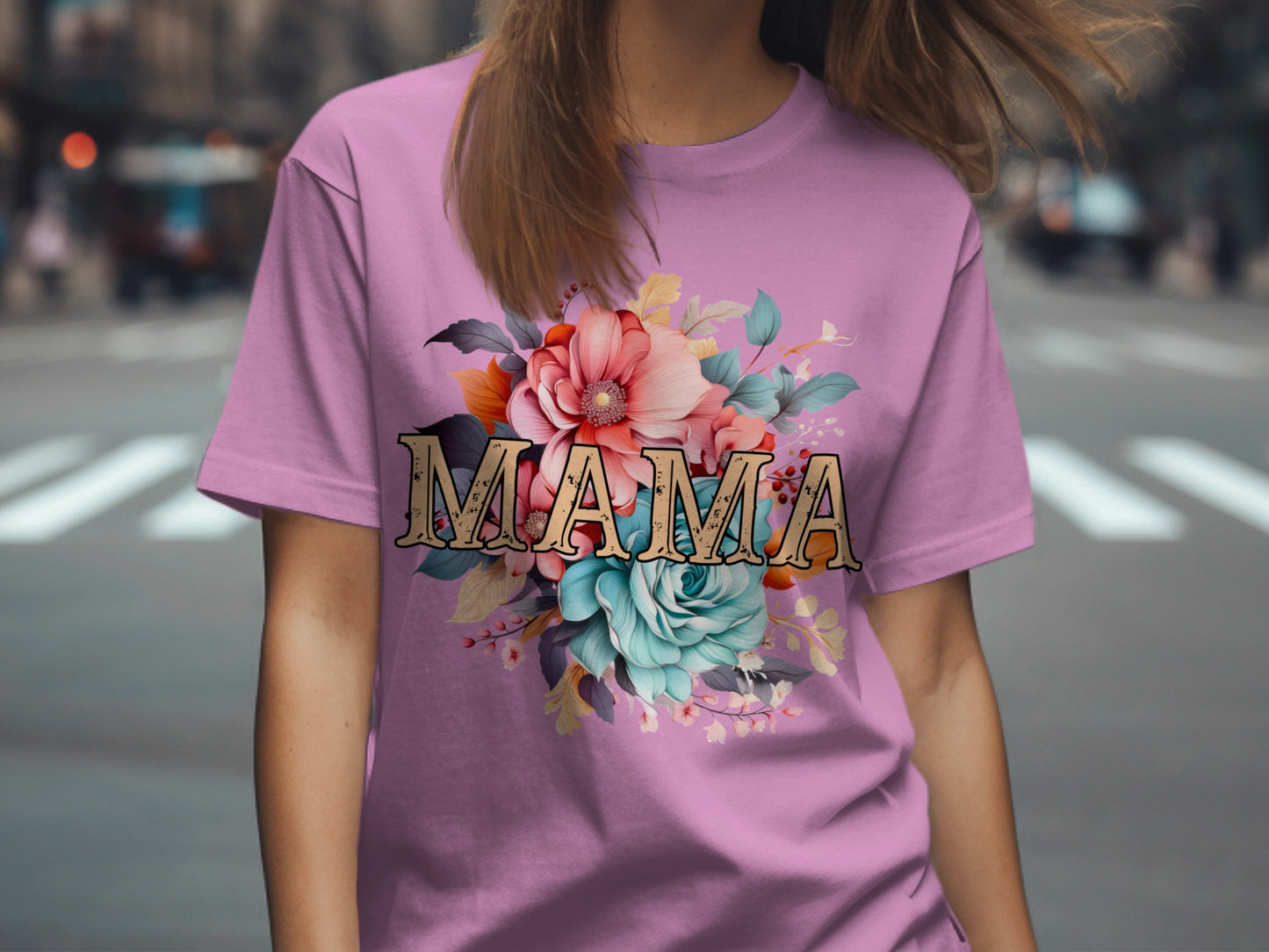 Chic Mama Floral Graphic Tee for Stylish Moms