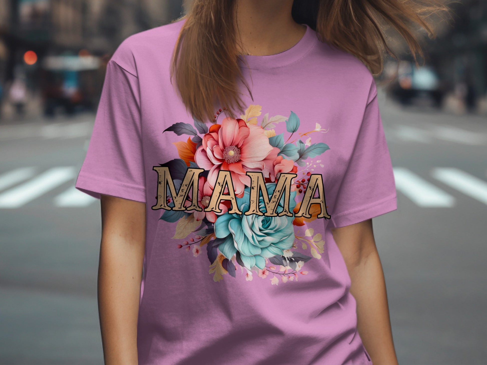Chic Mama Floral Graphic Tee for Stylish Moms