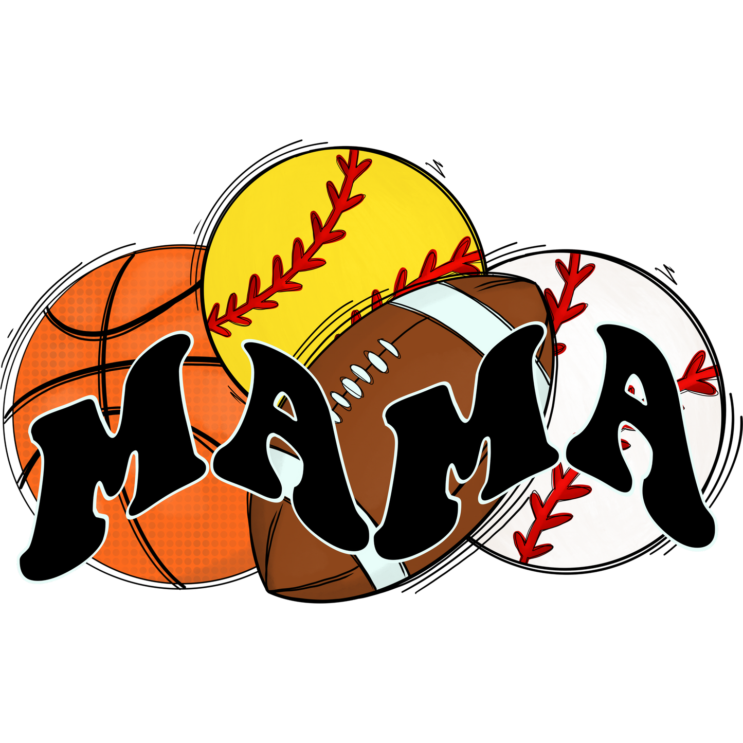 Sports Themed Mama Graphic Illustration Product
