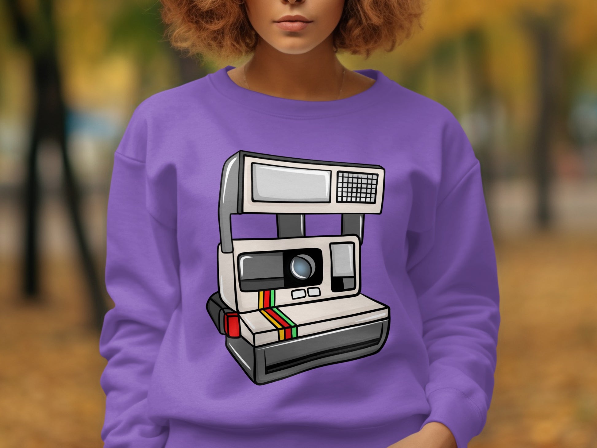 Retro-Inspired Camera Design on Cozy Sweatshirt product