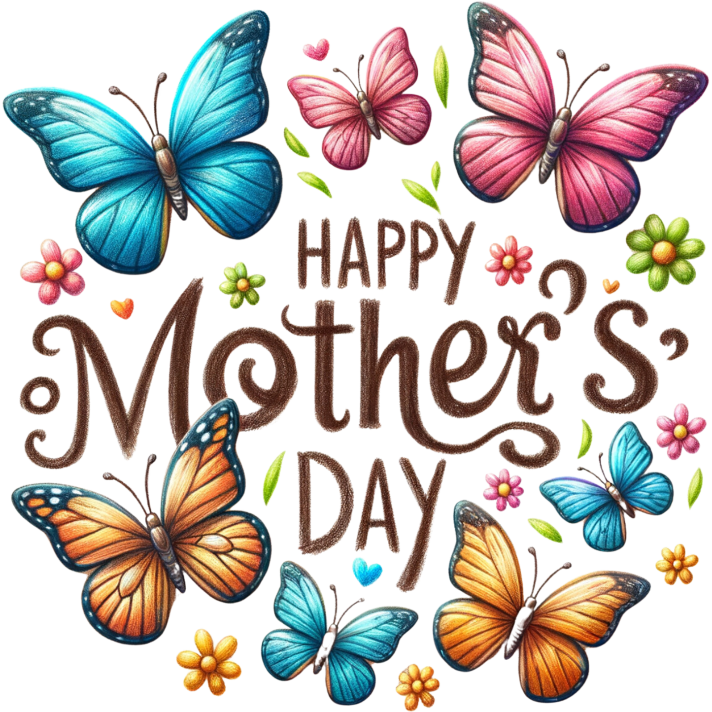Happy Mother's Day Colorful Butterflies Artwork