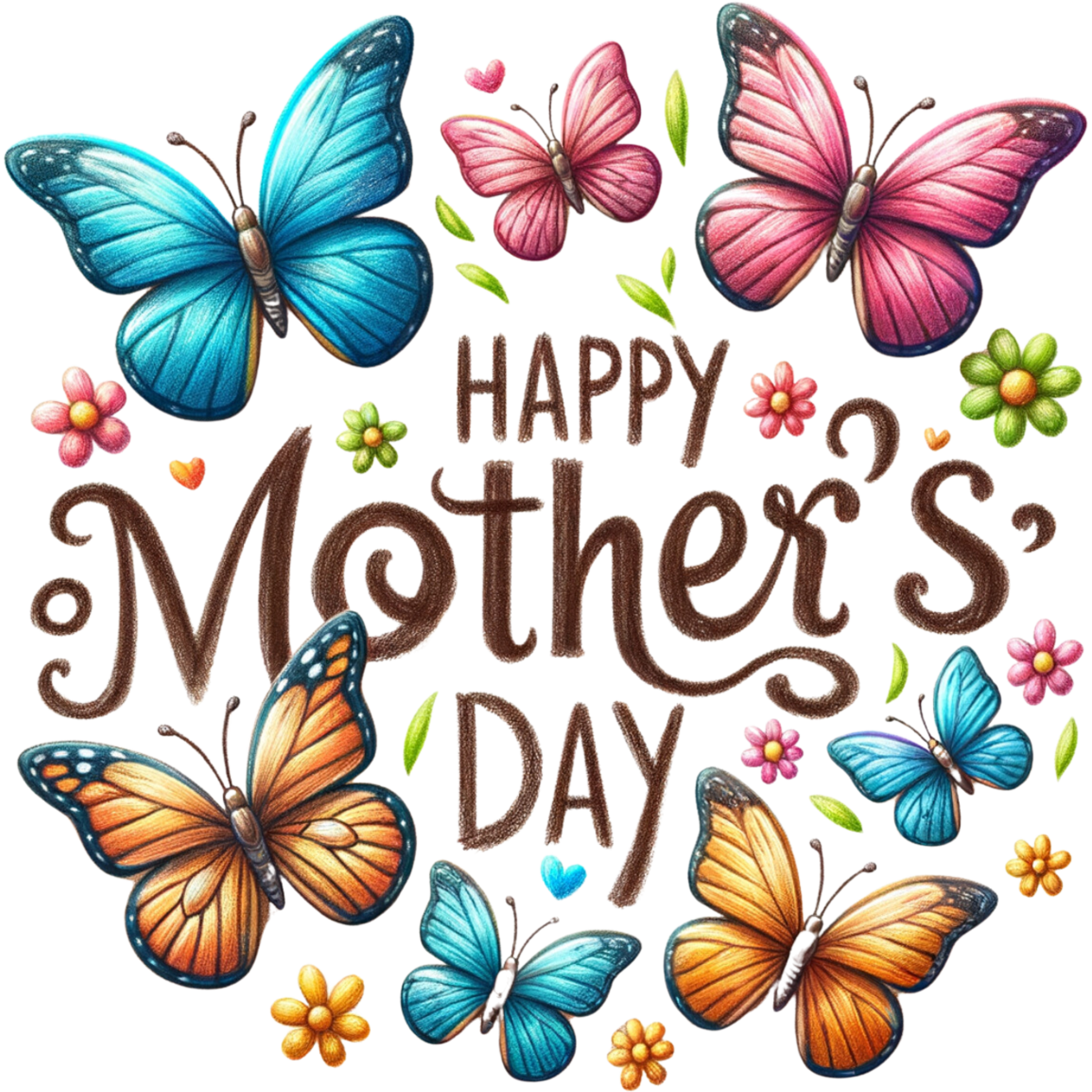 Happy Mother's Day Colorful Butterflies Artwork