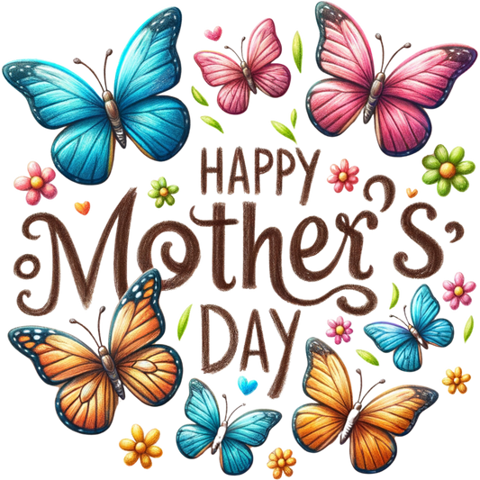 Happy Mother's Day Colorful Butterflies Artwork
