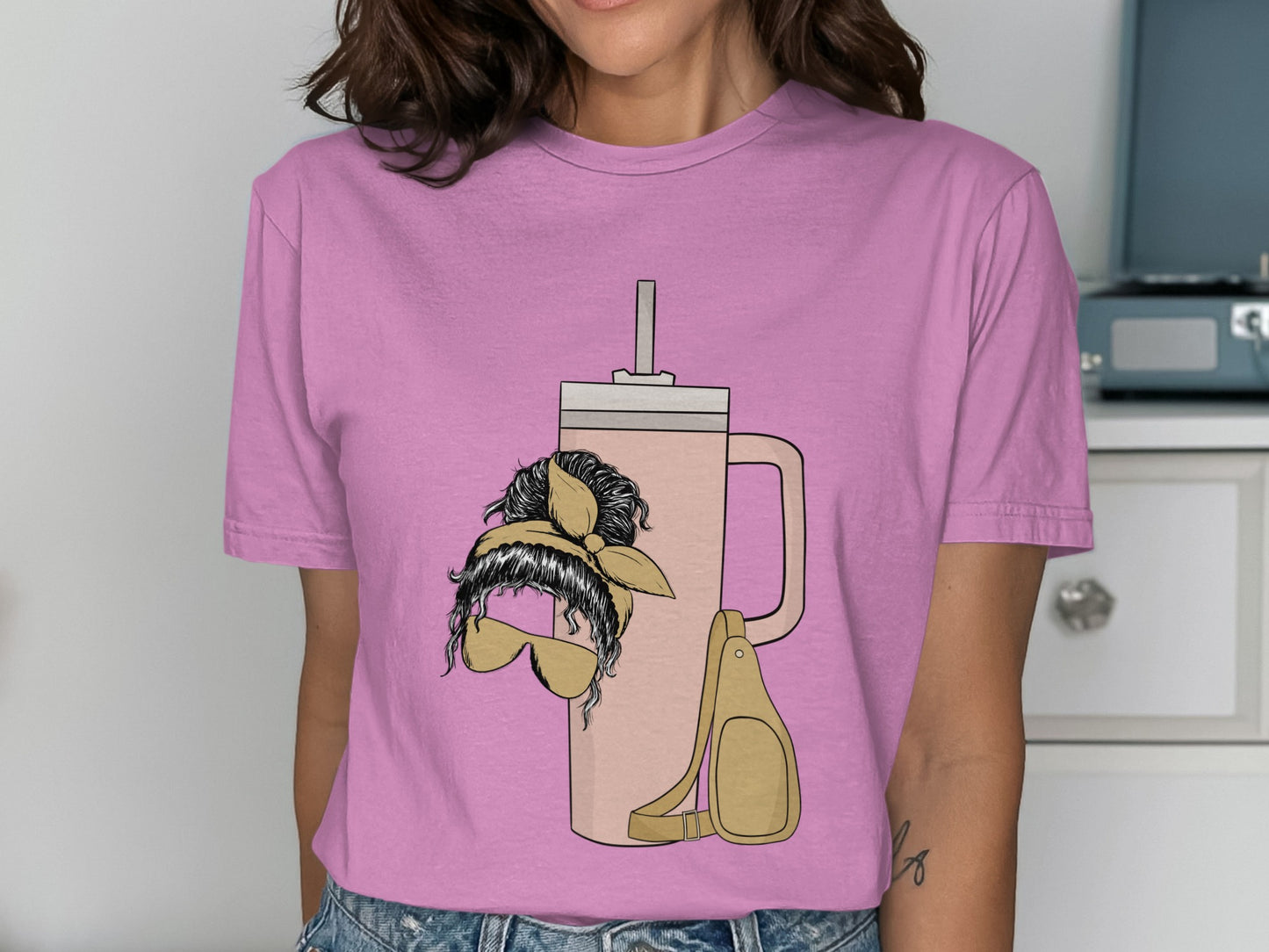 Fun Quirky Mustache and Coffee Cup Themed Shirt