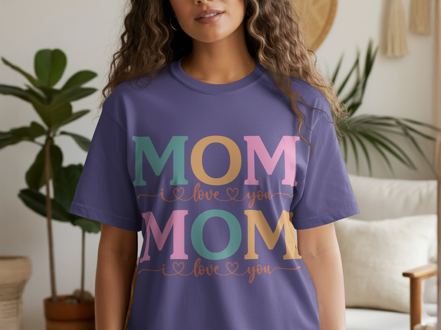 Colorful MOM Love You Design Trendy Shirt