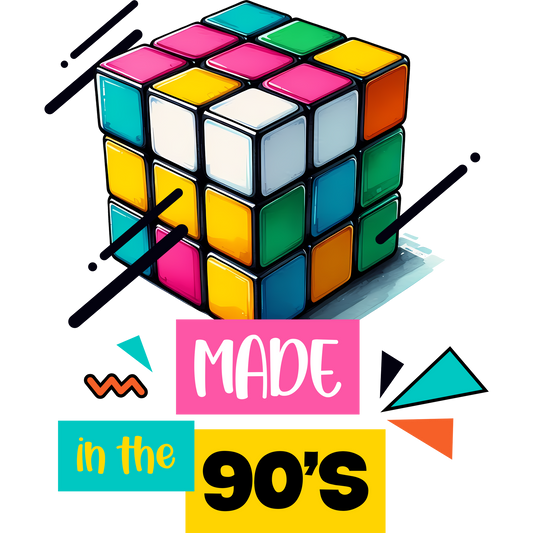 Colorful Made in the 90's Graphic Cube Puzzle
