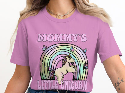 Mommy's Little Unicorn Rainbow Butterflies Shirt