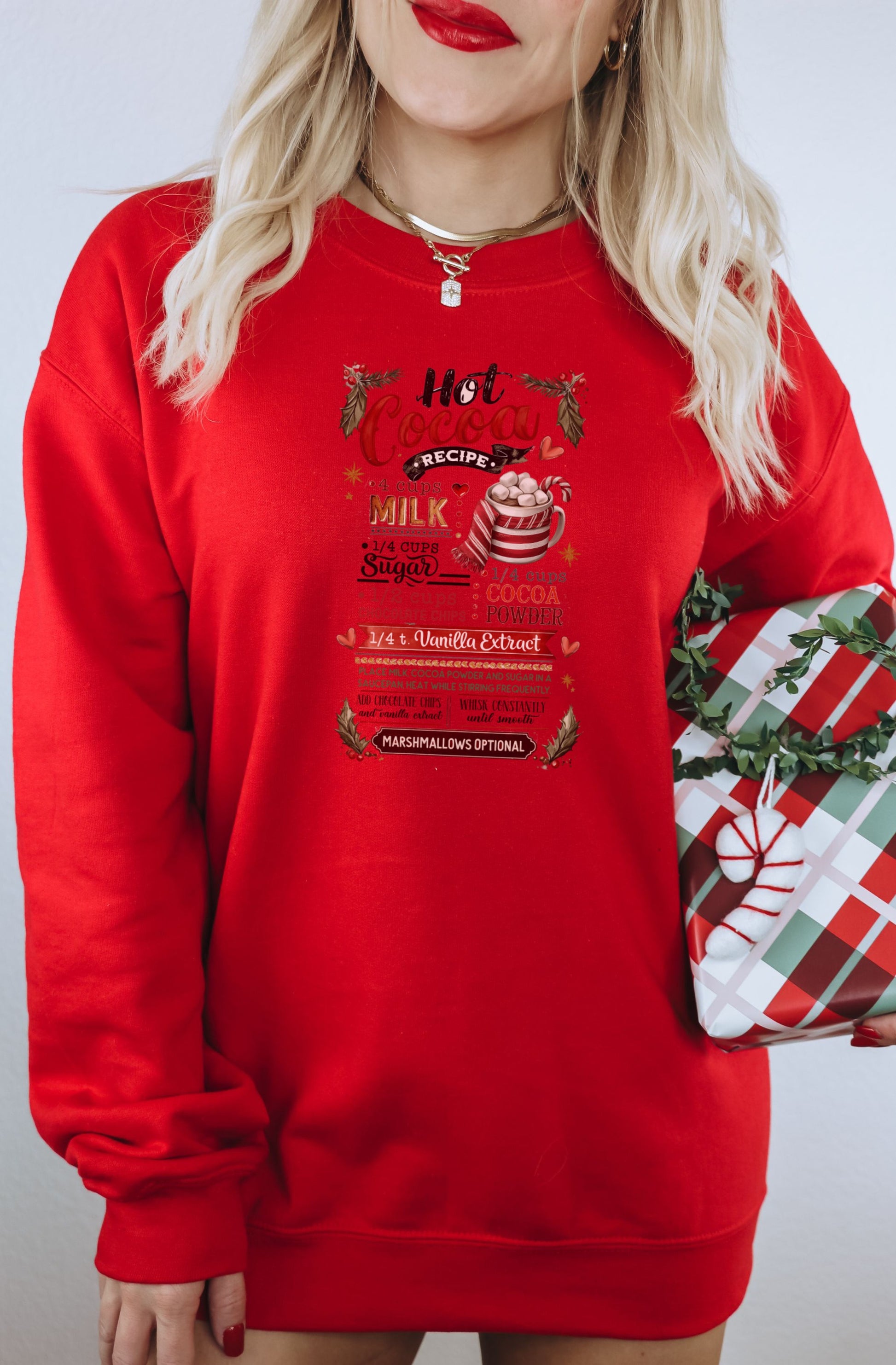 Cozy Hot Cocoa Recipe Holiday Sweatshirt