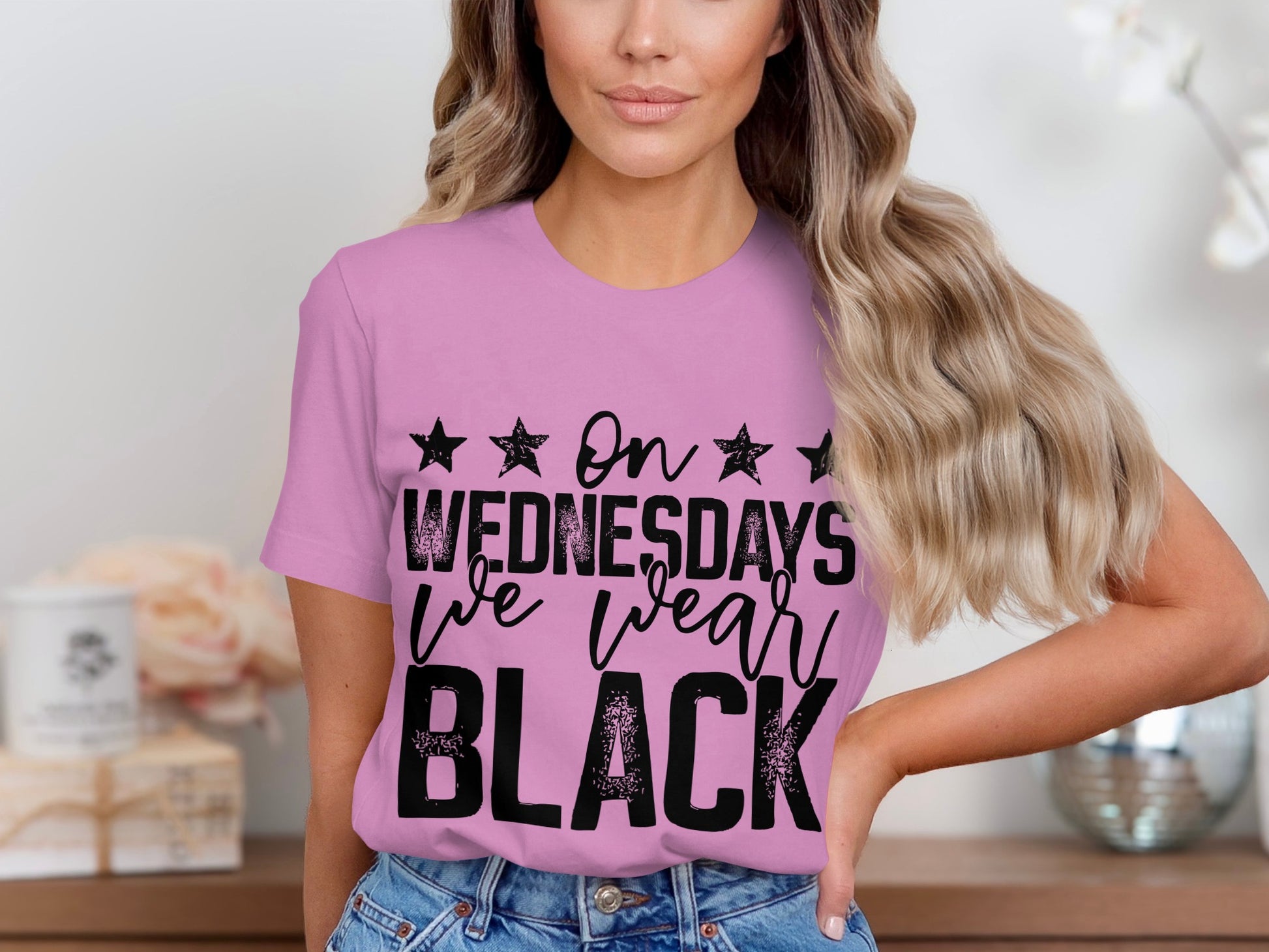 On Wednesdays We Wear Black Pink T-shirt