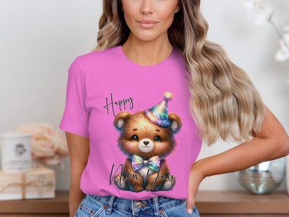 Happy New Year Bear with Party Hat T-shirt