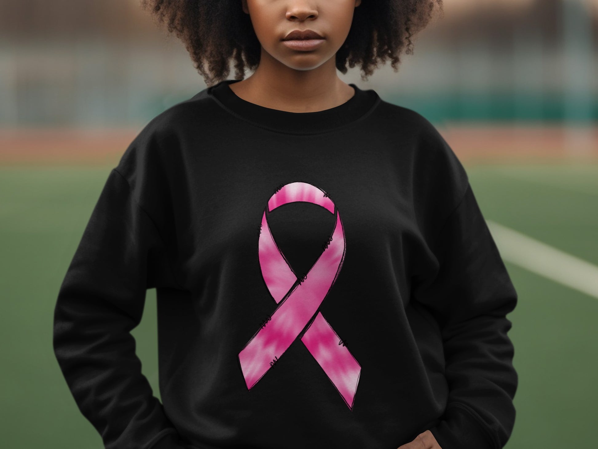 Vibrant Pink Ribbon Graphic Design Sweatshirt Product
