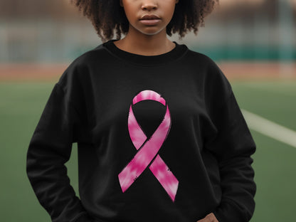 Vibrant Pink Ribbon Graphic Design Sweatshirt Product