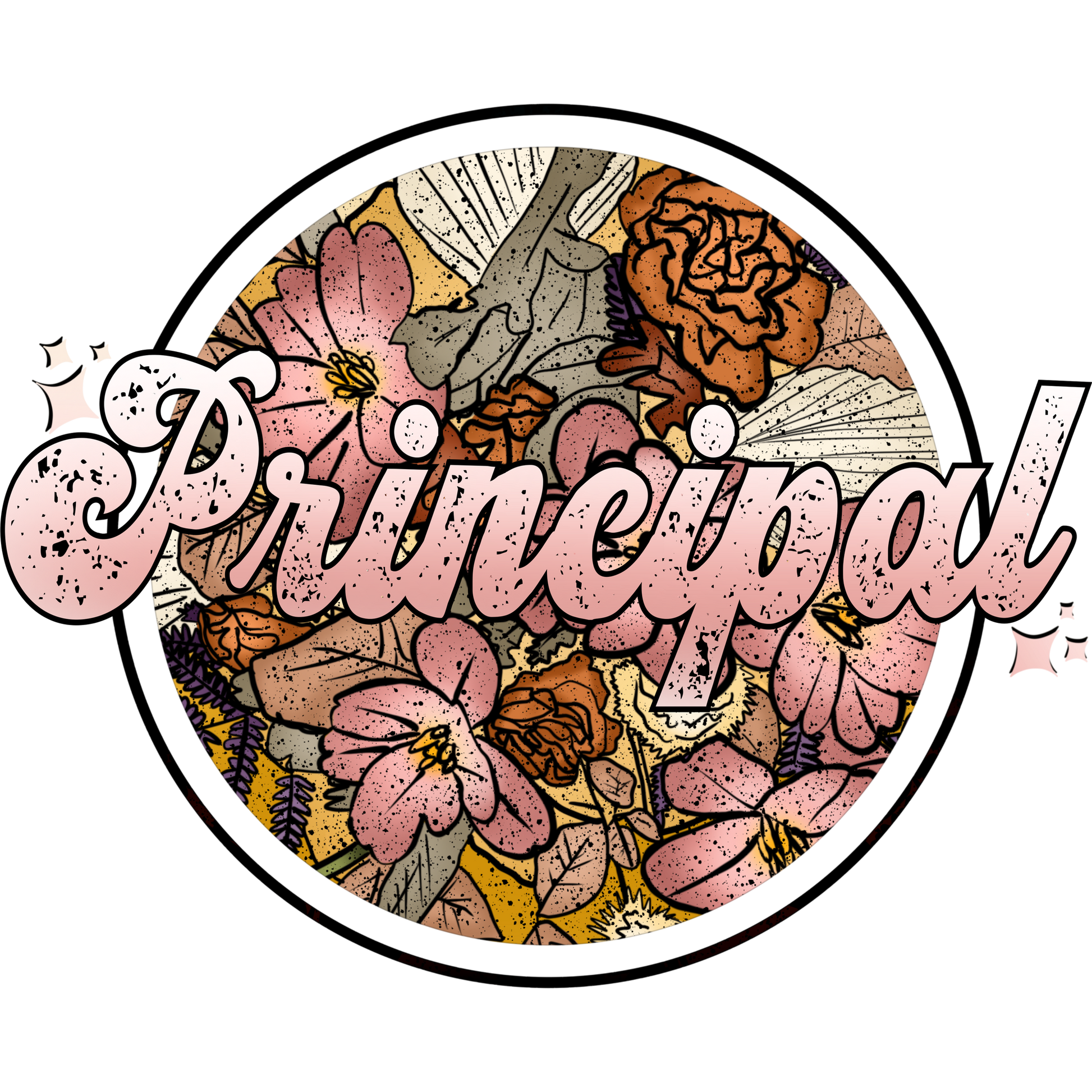 Principal Text with Floral Background Sticker