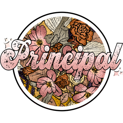 Principal Text with Floral Background Sticker