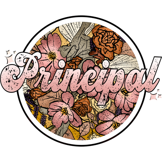 Principal Text with Floral Background Sticker