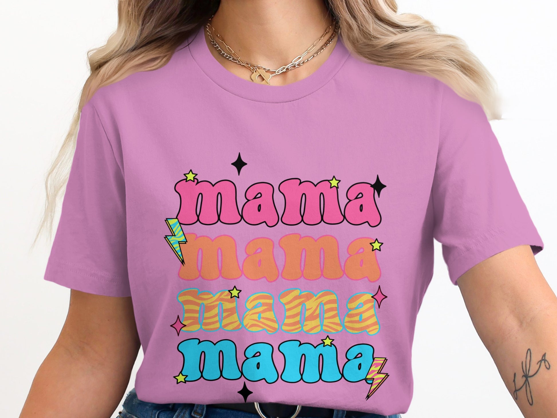 Stylish Mama Graphic Tee with Colorful Designs