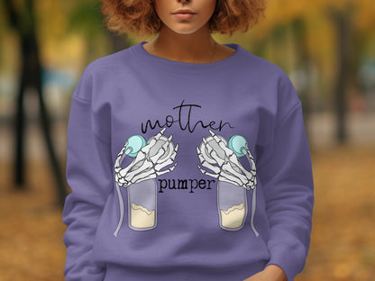 Mother Pumper Skeleton Hands Breastfeeding Sweatshirt