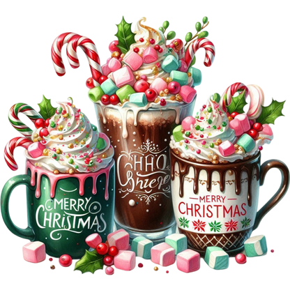 Festive Merry Christmas Mugs with Candy Canes Design