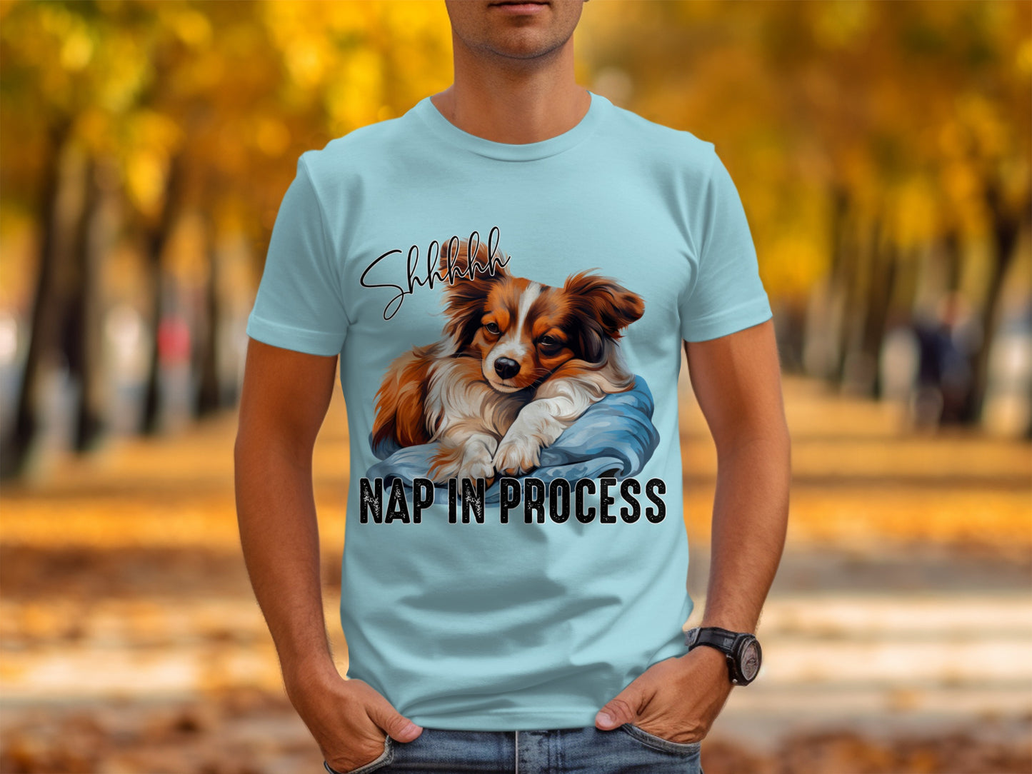 Shhh Nap In Process Cute Dog Graphic T-shirt