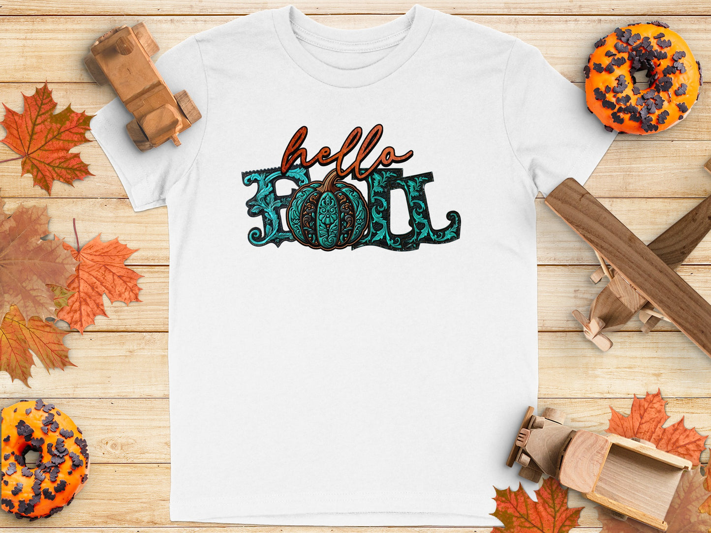 Hello Fall Pumpkin Graphic White T-Shirt Product