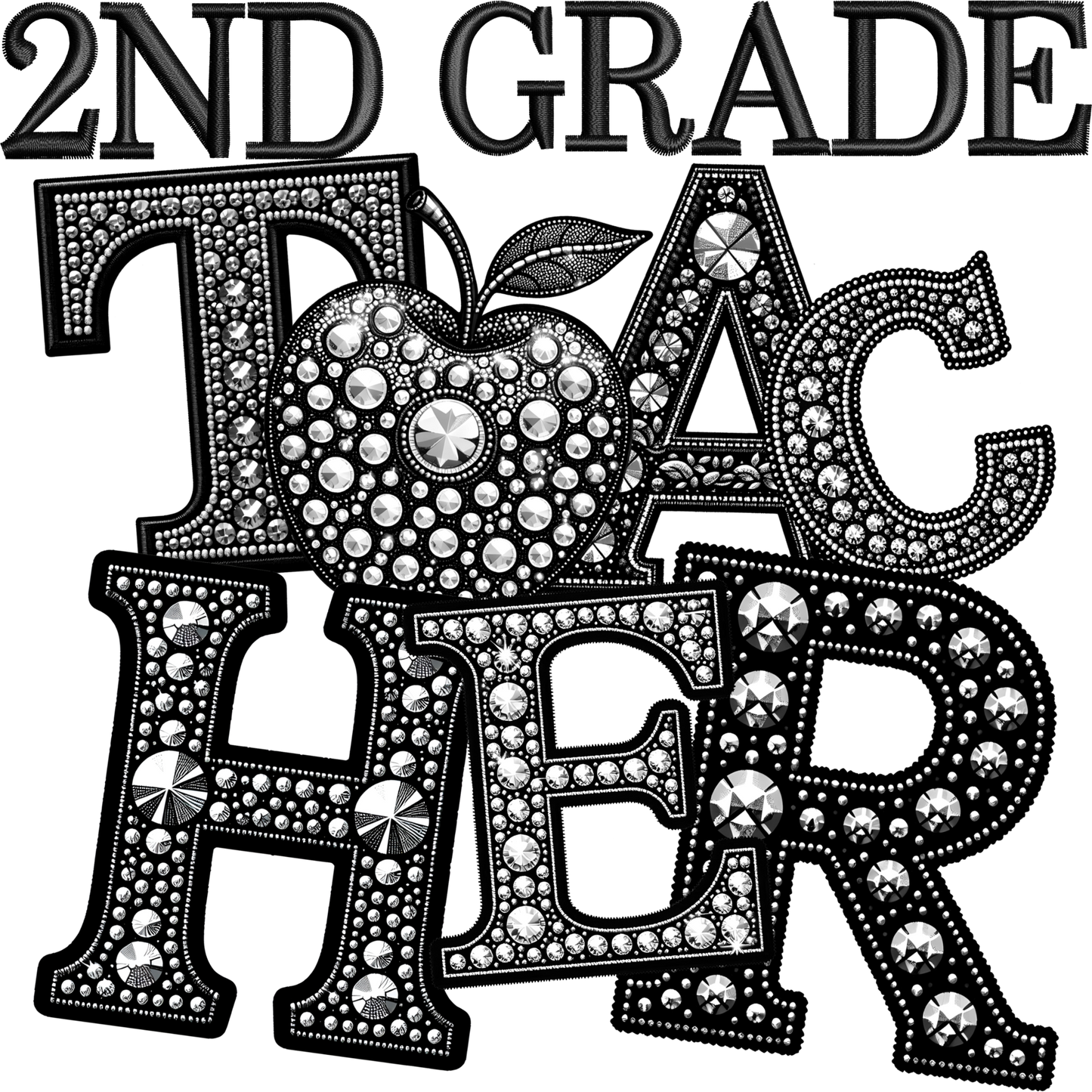 Sparkling 2nd Grade Teacher Bling Design Shirt