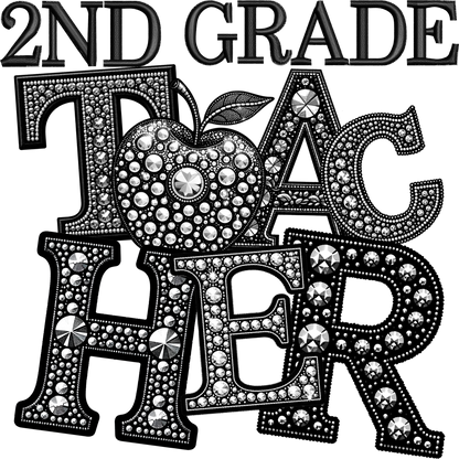 Sparkling 2nd Grade Teacher Bling Design Shirt