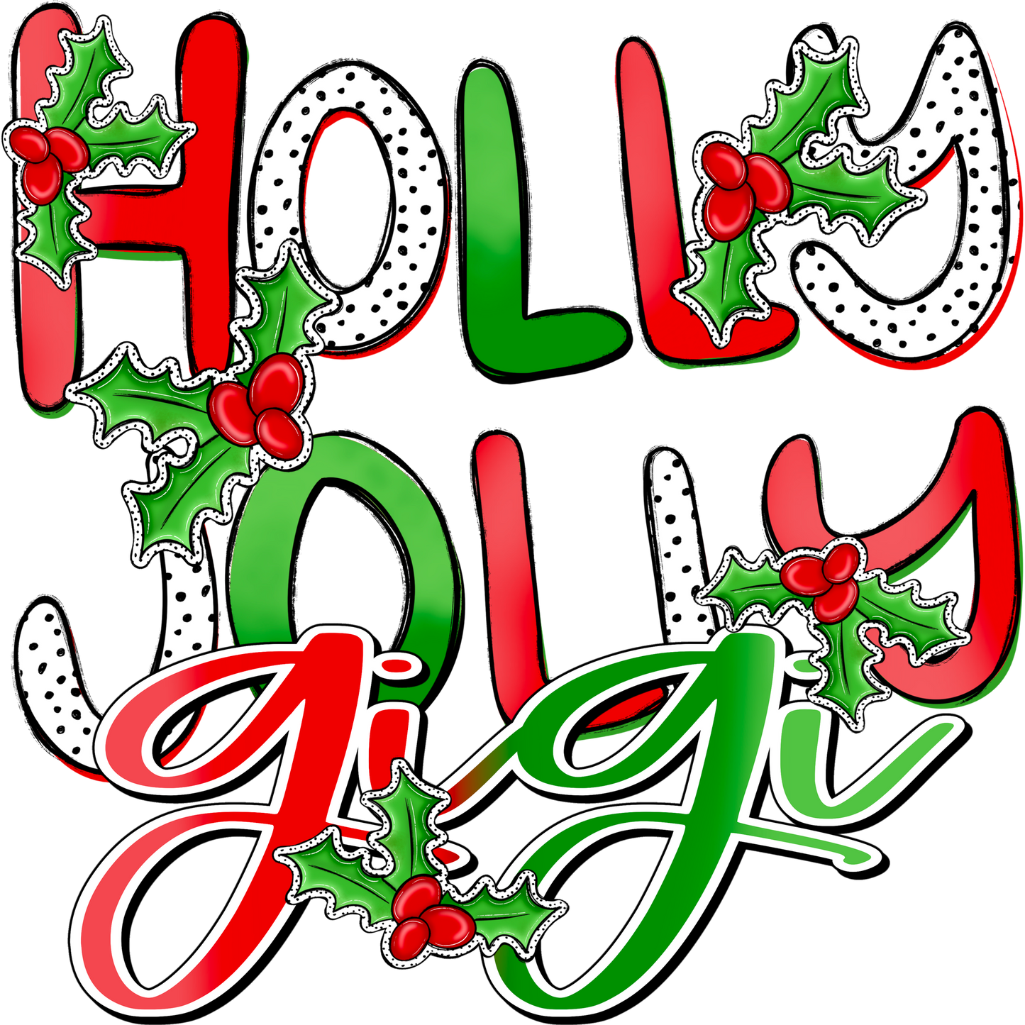 Festive Holly Jolly Graphic Holiday Design Product