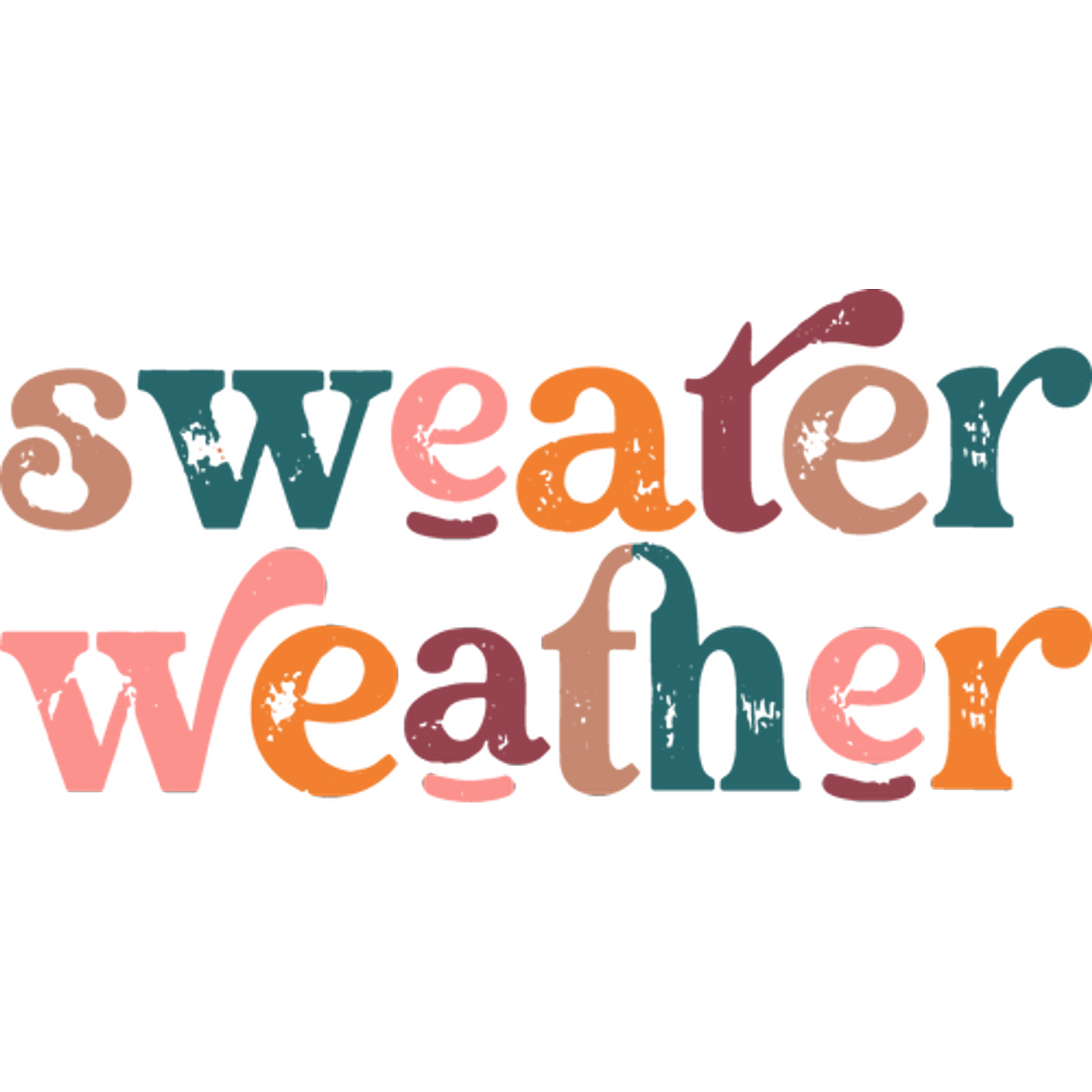 Colorful Hand Lettered Sweater Weather Art Print