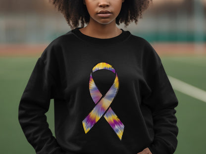 Tie Dye Ribbon Design on Black Sweatshirt Product