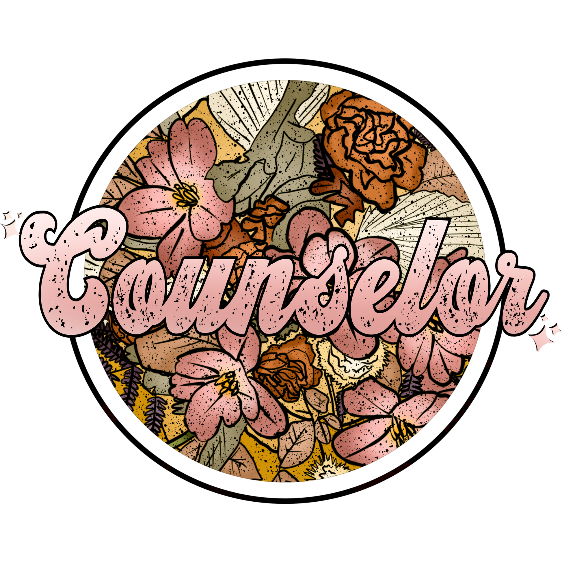 Retro Floral Counselor Design Artwork