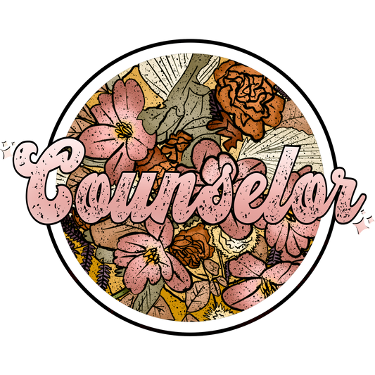 Retro Floral Counselor Design Artwork