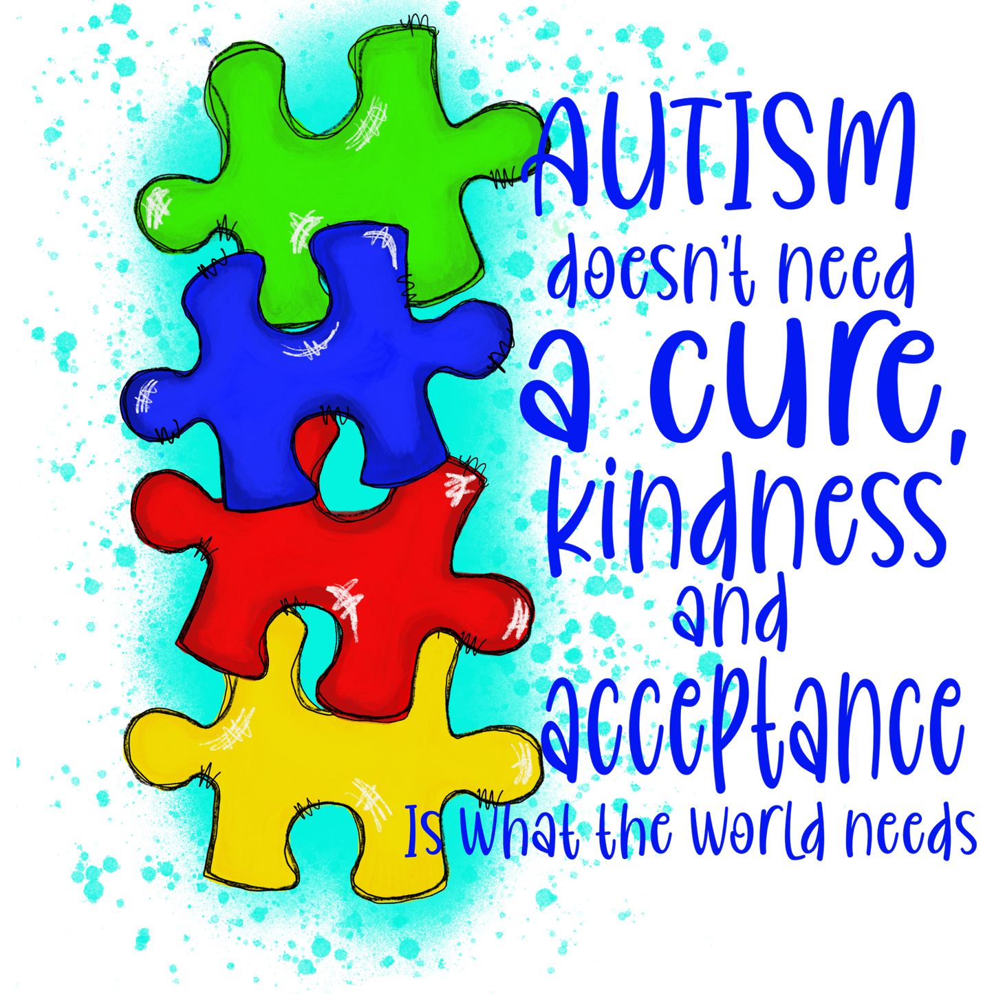 Autism Kindness and Acceptance Puzzle Pieces Design