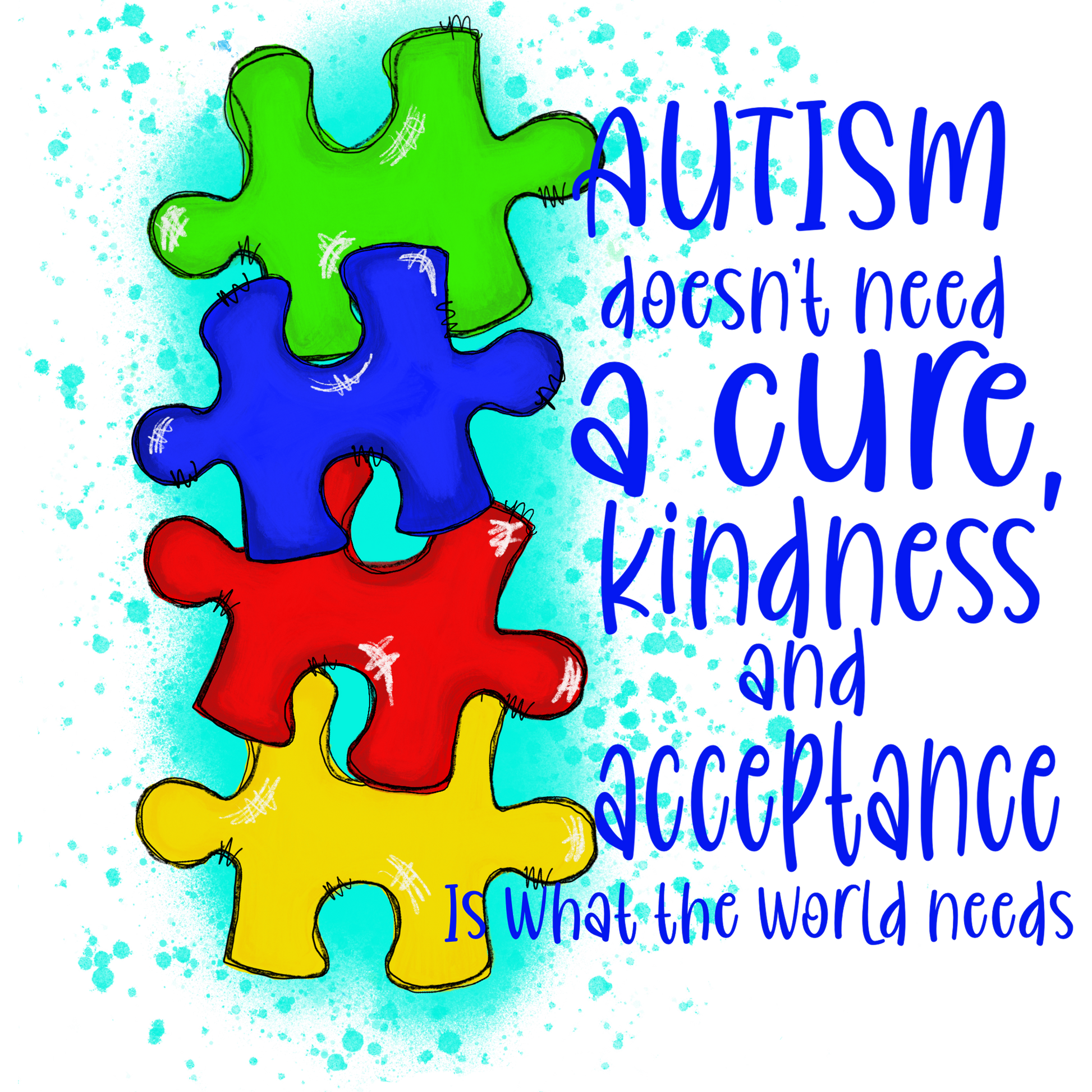 Autism Kindness and Acceptance Puzzle Pieces Design