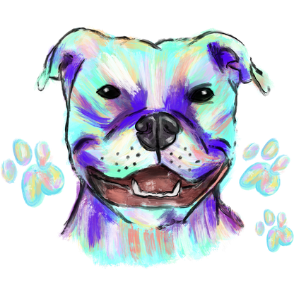Colorful Dog Art with Paw Prints Wall Decor